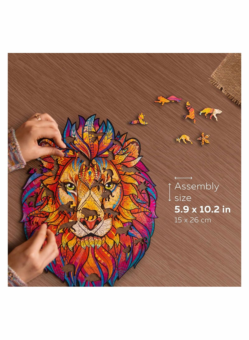 Wooden Jigsaw Puzzles Mysterious Lion 140 pcs Small 7.5