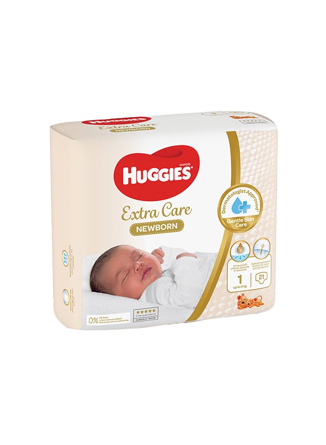 Extra Care Newborn, Size 1, Up to 5 kg, Carry Pack, 21 Diapers