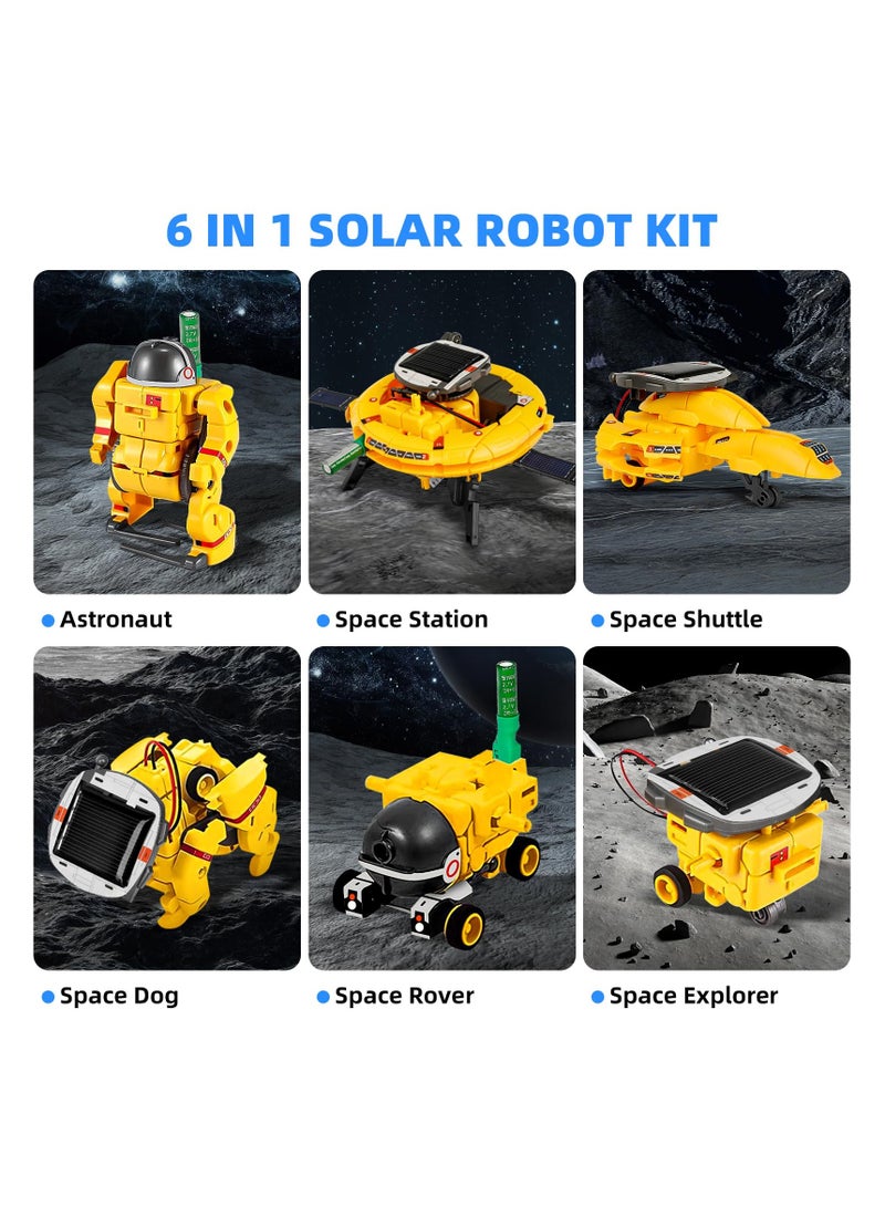 Solar Robot Toy 6-in-1, STEM Educational Science Kits for Kids Age 8 9 10, Building Space Robotics Kit, Science&Play Mechanics, Birthday Gifts for 11 12 13 14 Year Old Boys Present Toys