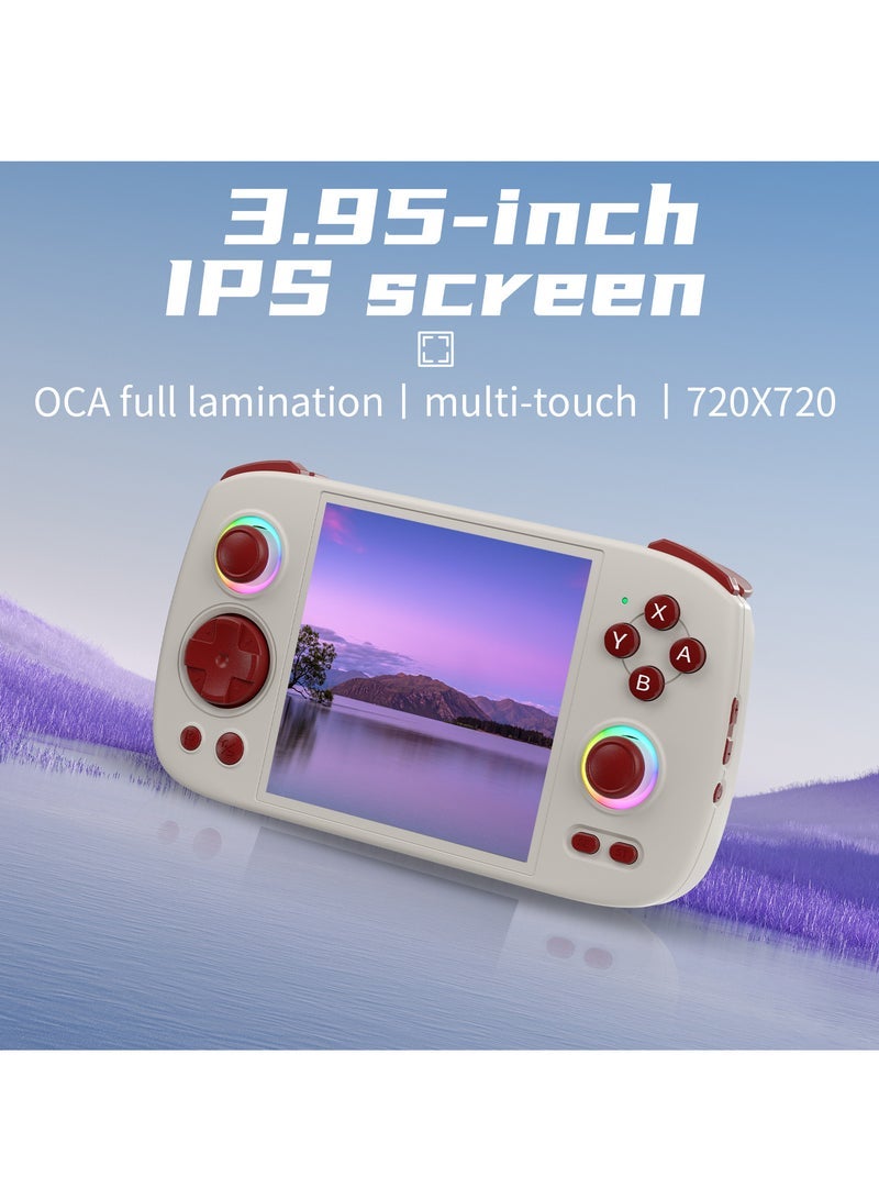 ANBERNIC RG Cube Retro Handheld Game Console 64bit Android 13 Unisoc T820 3.95 Inch IPS Screen Hall Joystick RGB lighting effect (Grey)