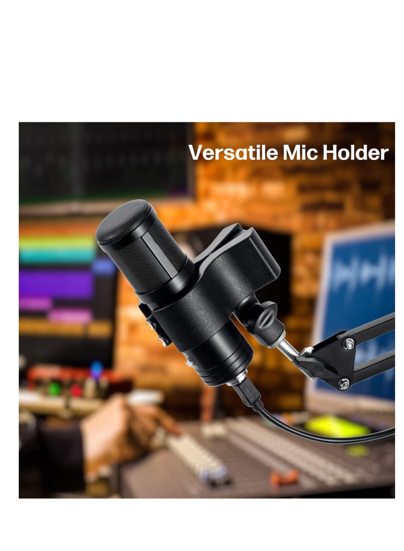 Upgraded Microphone Clip, Adjustable Mic Holder for Microphones, Universal Microphone Clip Holder, with Outer Diameter Between 32mm and 60mm, with 5/8