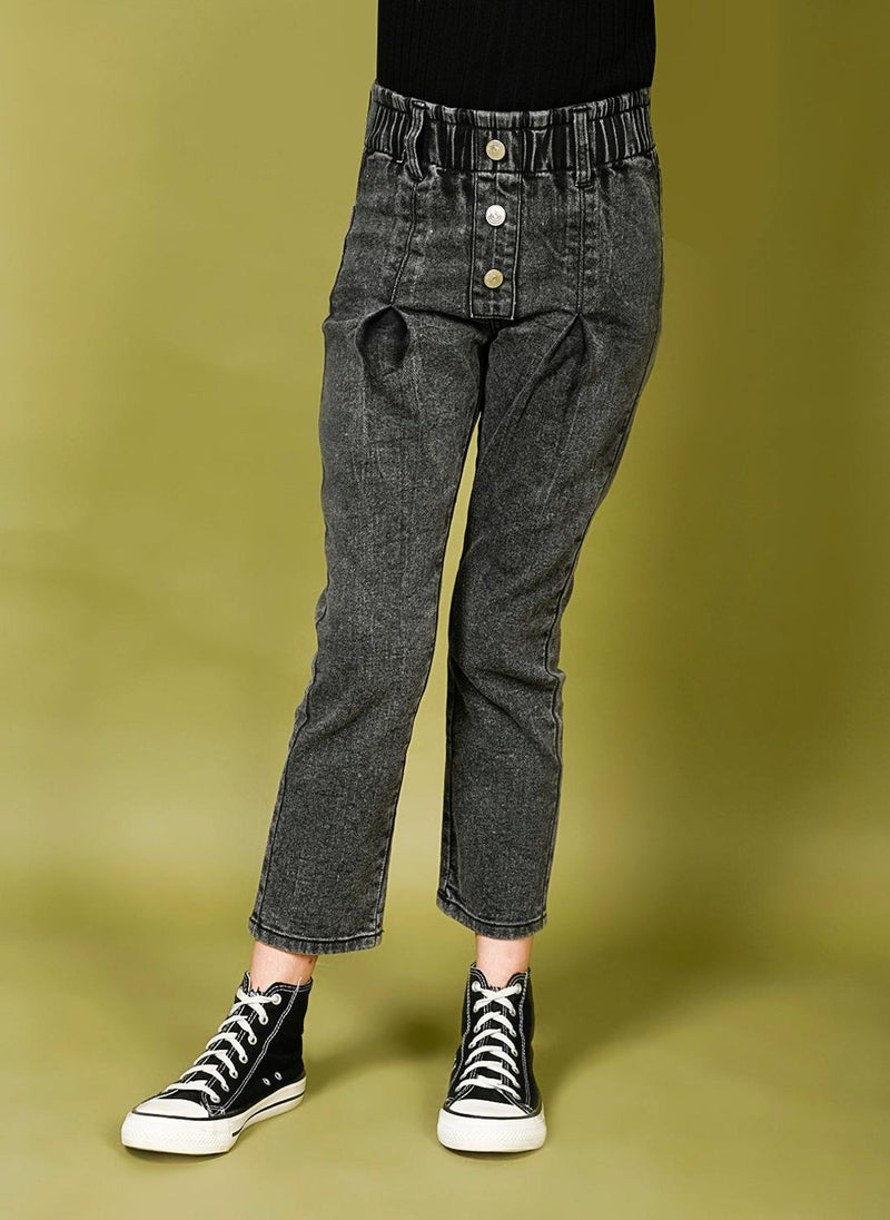 Paper Bag Waist Slim Fit Jeans