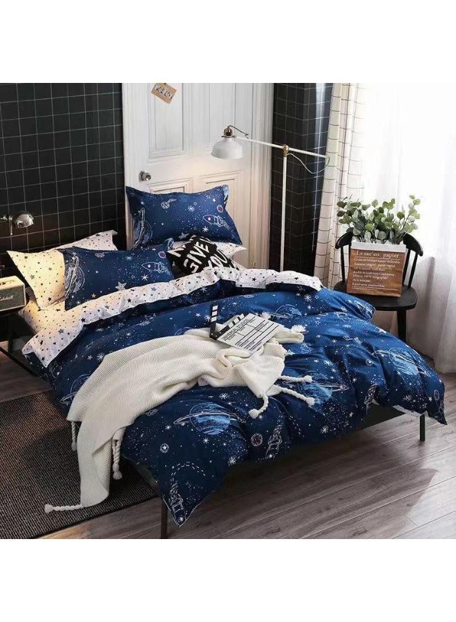 4-Piece Single Size 400 Thread Count Premium Collection, Printed Bedsheet, Set Includes 1xBedsheet 120*200+25cm, 1xDuvet Cover 160*210cm 2xPillow Case 50x75cm