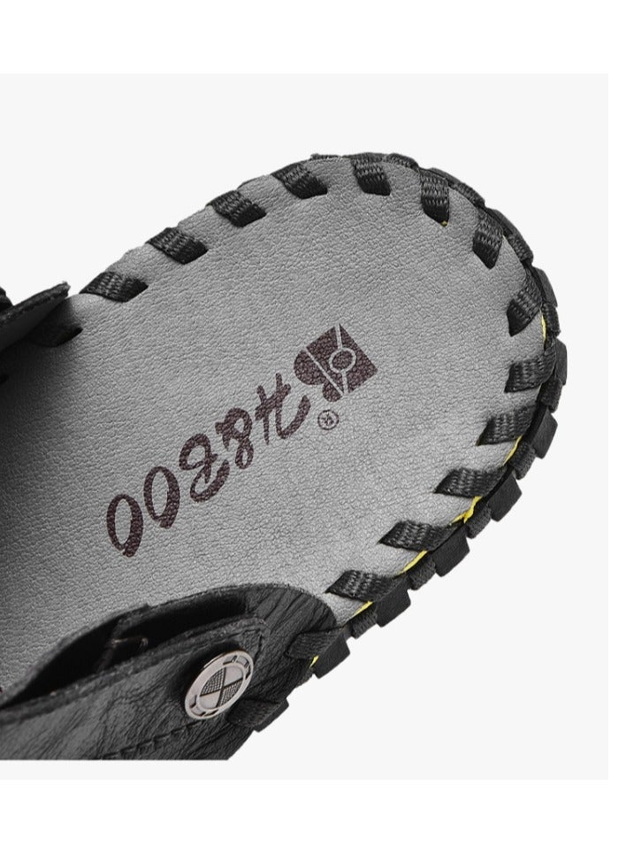 Outdoor Beach Sandals Men's Trendy Genuine Leather Men's Sandals and Slippers