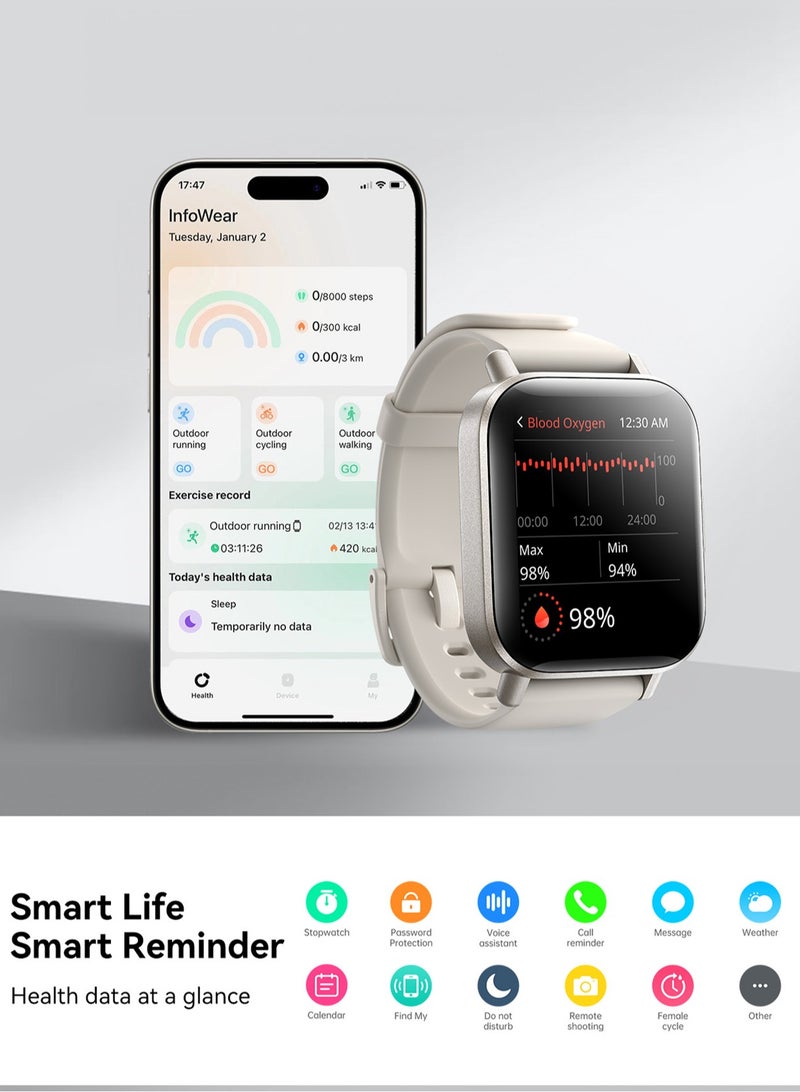 340 mAh JR-FT3 Smart Watch Can Make and Receive Calls 1.96-inch HD Screen Bluetooth Connection Fitness Monitoring 340mAh Unisex Compatible with Apple and Android Metal Silicone Strap silver