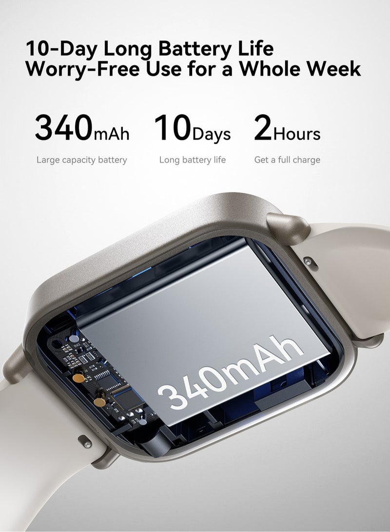 340 mAh JR-FT3 Smart Watch Can Make and Receive Calls 1.96-inch HD Screen Bluetooth Connection Fitness Monitoring 340mAh Unisex Compatible with Apple and Android Metal Silicone Strap silver