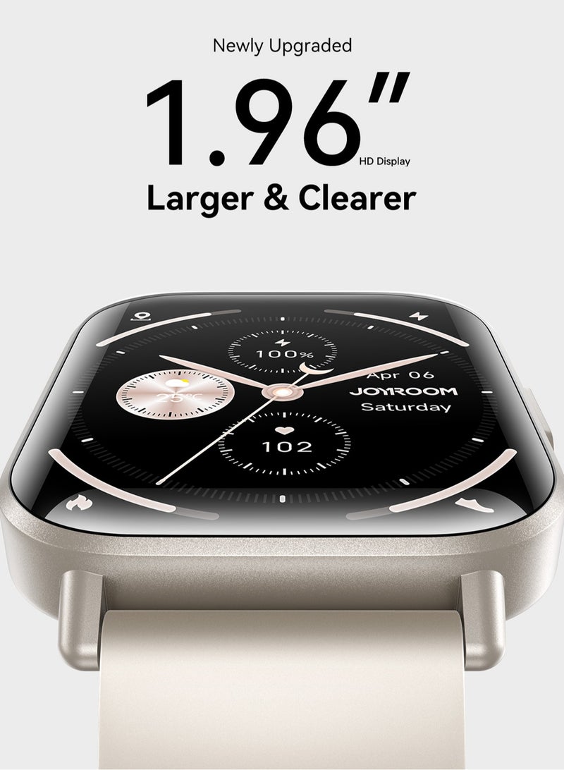340 mAh JR-FT3 Smart Watch Can Make and Receive Calls 1.96-inch HD Screen Bluetooth Connection Fitness Monitoring 340mAh Unisex Compatible with Apple and Android Metal Silicone Strap silver
