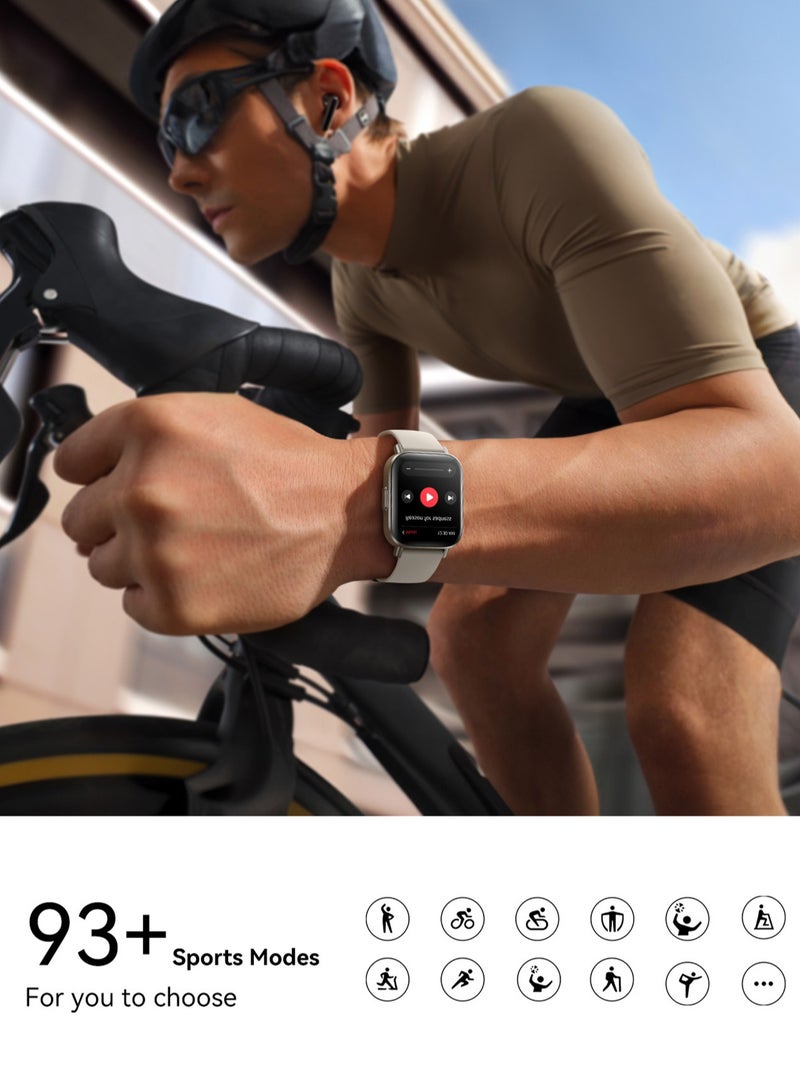 340 mAh JR-FT3 Smart Watch Can Make and Receive Calls 1.96-inch HD Screen Bluetooth Connection Fitness Monitoring 340mAh Unisex Compatible with Apple and Android Metal Silicone Strap silver