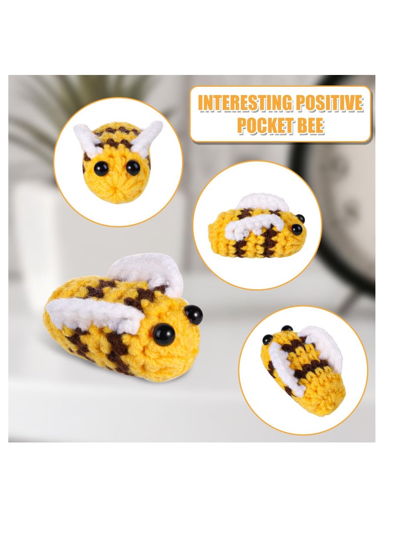 Pocket Bee Positive Knitted Doll, Funny Positive Affirmation Card Positive Crochet Potato, Creative Cute Wool Inspirational Crochet Doll Encouragement Gift for Kids Friends Home Party Birthday Gift