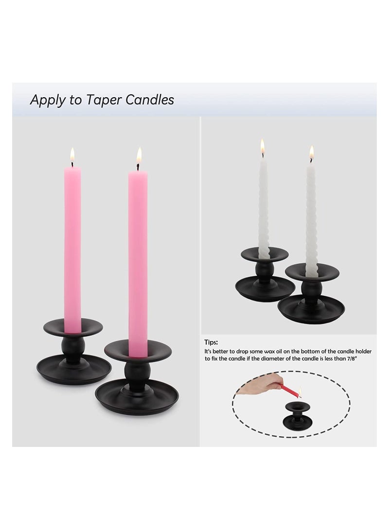 SYOSI Candle Holder, for Table Centerpiece, Metal Candle Holders for Pillar Candle or Taper Candle, Matte Black, 2PCS