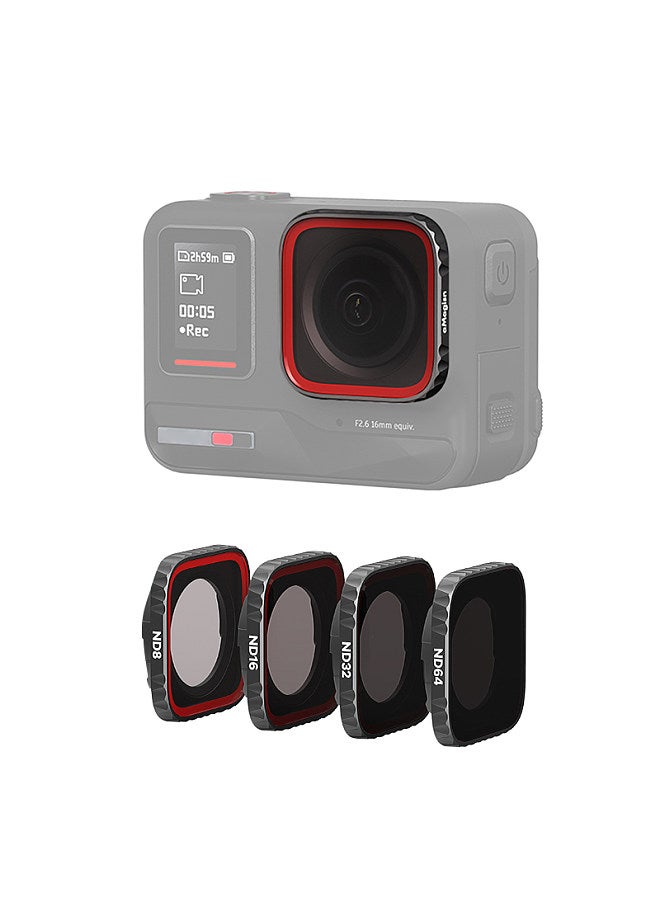 Sports Camera ND Filter Set ND8+ND16+ND32+ND64 Waterproof Multi-Coated Optical Glass Compatible with Insta360 Ace Pro Camera Accessories