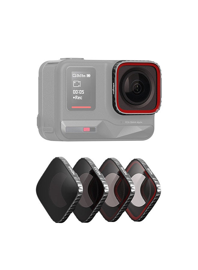 Sports Camera ND Filter Set ND8+ND16+ND32+ND64 Waterproof Multi-Coated Optical Glass Compatible with Insta360 Ace Pro Camera Accessories