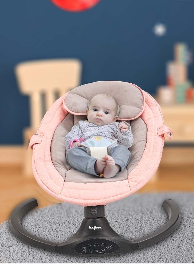 Premium Automatic Electric Baby Swing Cradle for Baby with 5 Adjustable Swing Speed, Remote, Electric Swing with Soothing Vibrations Music, Mosquito Net, Safety Belt, Baby Toys Swing for Baby Pink