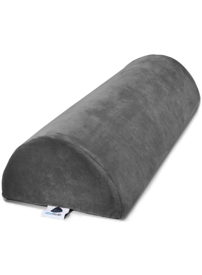 Large Half Moon Bolster Pillow For Legs  Knees  Lower Back And Head  Lumbar Support Pillow For Bed  Sleeping   Semi Roll For Ankle And Foot Comfort - Machine Washable Cover  Grey