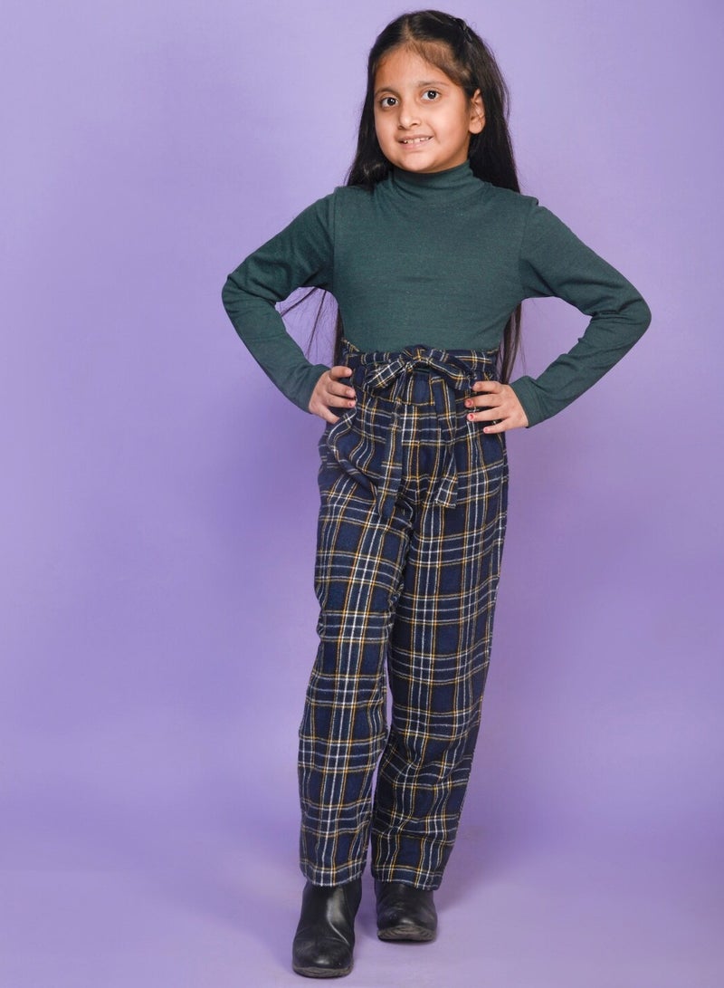 Full Sleeve Highneck Top with Checkered Print Palazzon Pant