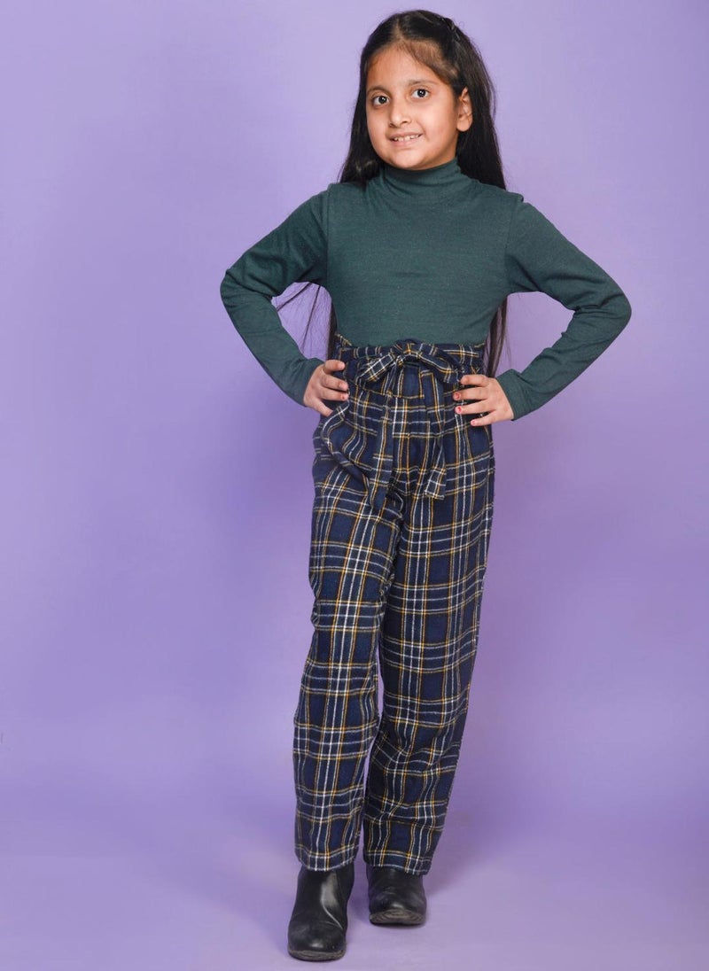 Full Sleeve Highneck Top with Checkered Print Palazzon Pant