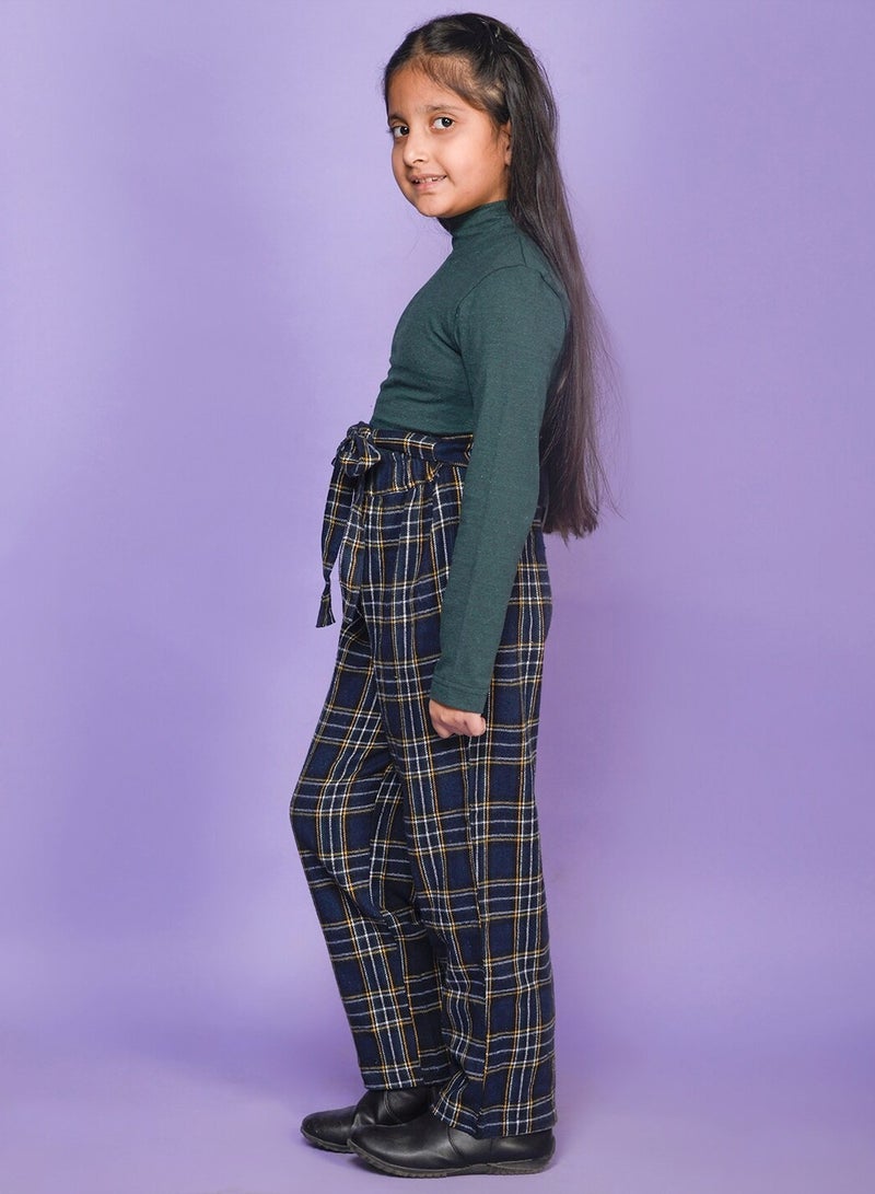 Full Sleeve Highneck Top with Checkered Print Palazzon Pant