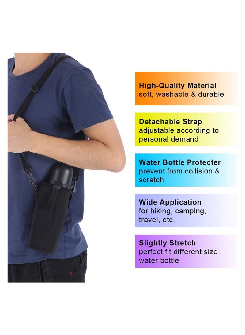 SYOSI Water Bottle Holder, Pouch Neoprene Carrier Cover Bag, with Shoulder Strap, for Daily Walking Hiking and Other Outdoor Activities (750ml), 3 PCS