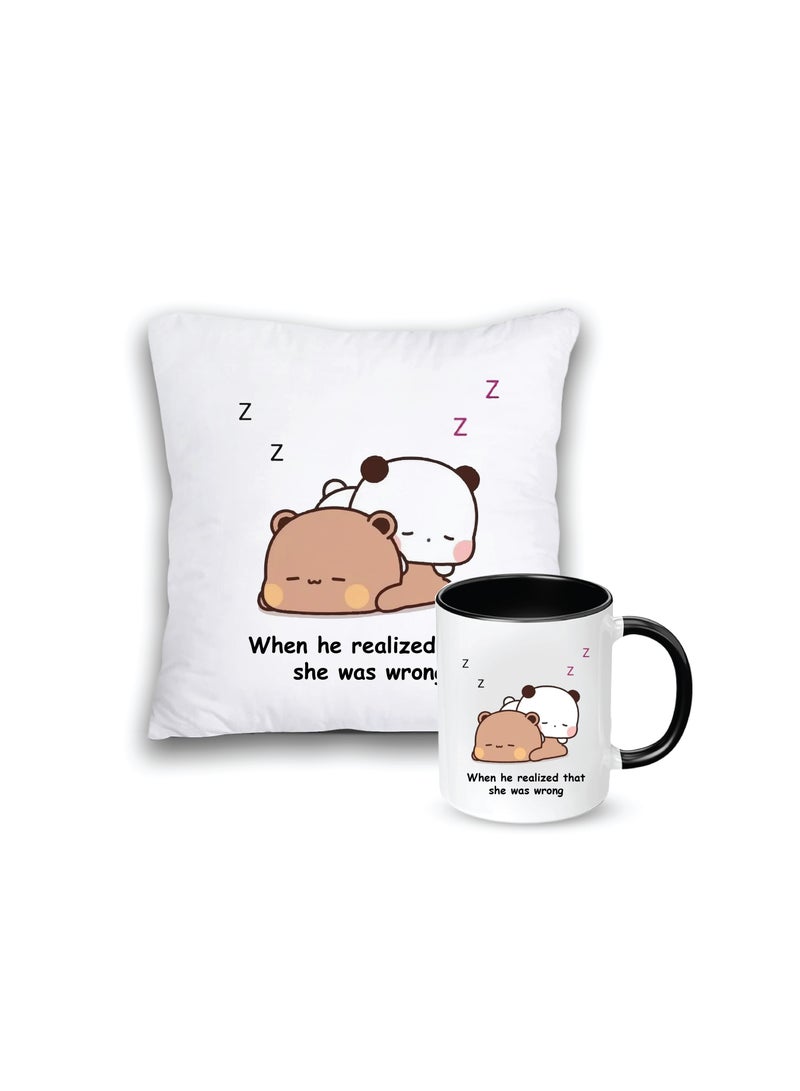 Cushion Cover and Ceramic Mug for Couples - Gift for Boy Friend - Gift for Girl Friend