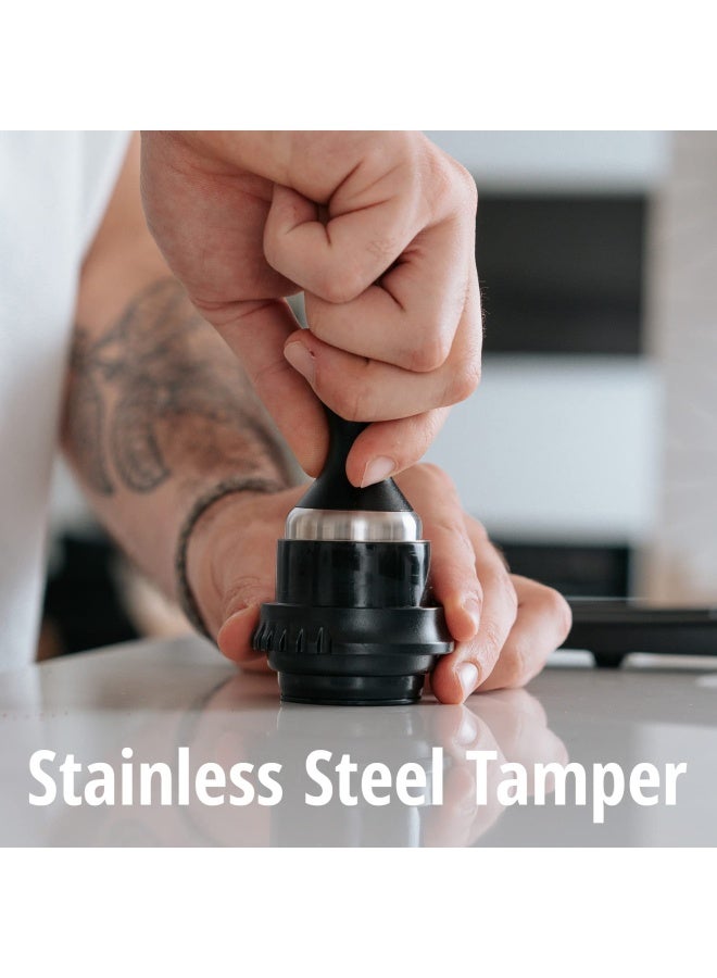 Espresso Maker - Classic with Pressure Kit All Manual Lever Espresso Machine for The Home with Stainless Steel Tamper Pressure Gauge and Portable Carrying Case Black and Red