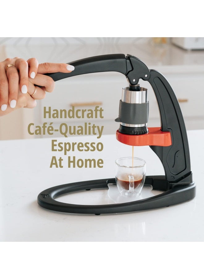Espresso Maker - Classic with Pressure Kit All Manual Lever Espresso Machine for The Home with Stainless Steel Tamper Pressure Gauge and Portable Carrying Case Black and Red