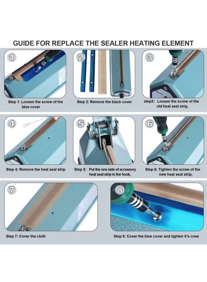 10 Pieces Impulse Sealer Spare Repair Parts Kit Heating Element Service Heat Seal Strips Replacement Elements Compatible with F-400 FS-400 PFS-400