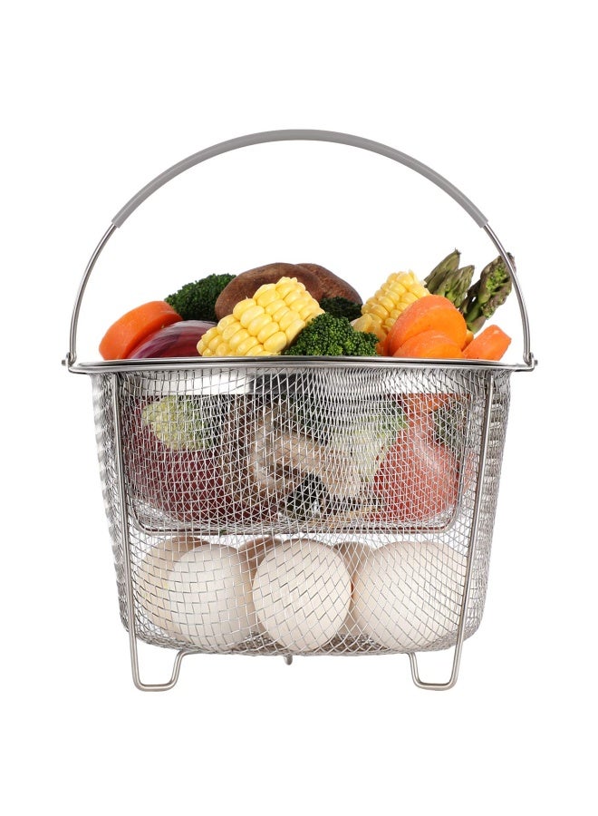 Aozita  Steamer Basket For Instant Pot Accessories 6 Qt Or 8 Quart - 2 Tier Stackable 18 8 Stainless Steel Mesh Strainer Basket - Silicone Handle - Vegetable Steamer Insert Egg Basket Pasta Strainer