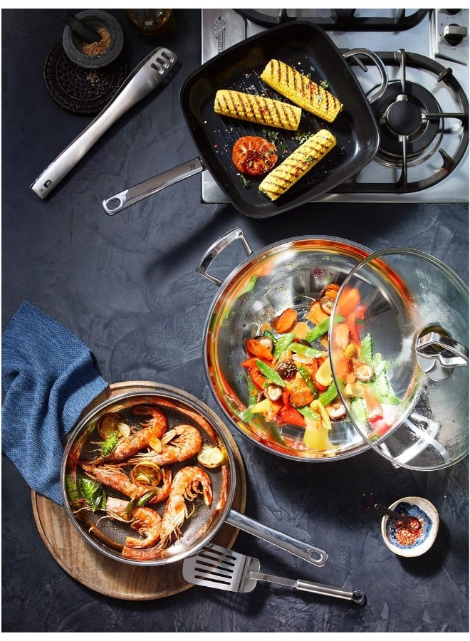 Wok Set Uncoated Pouring Rim Silver 36 Cm 2 Pieces