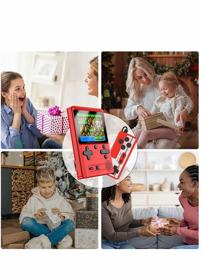 Retro Handheld Game Console with 500 Classical FC Games 3.0 Inches Screen Portable Video Game Consoles Handheld Video Games Support for Connecting TV and Two Players, Red