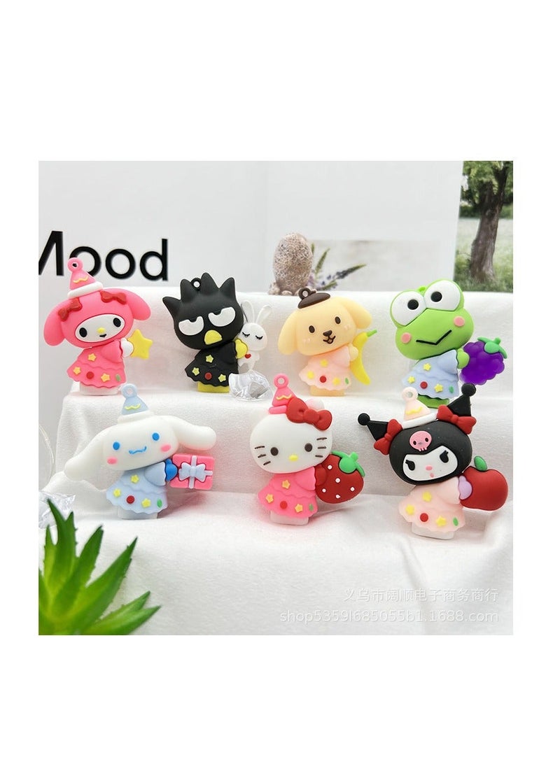 9PCS Kitty Cake Topper, lovely Cartoon Birthday Cake Decorations for Boy Girl Baby Shower Gifts Party Keychain Backpack Charm