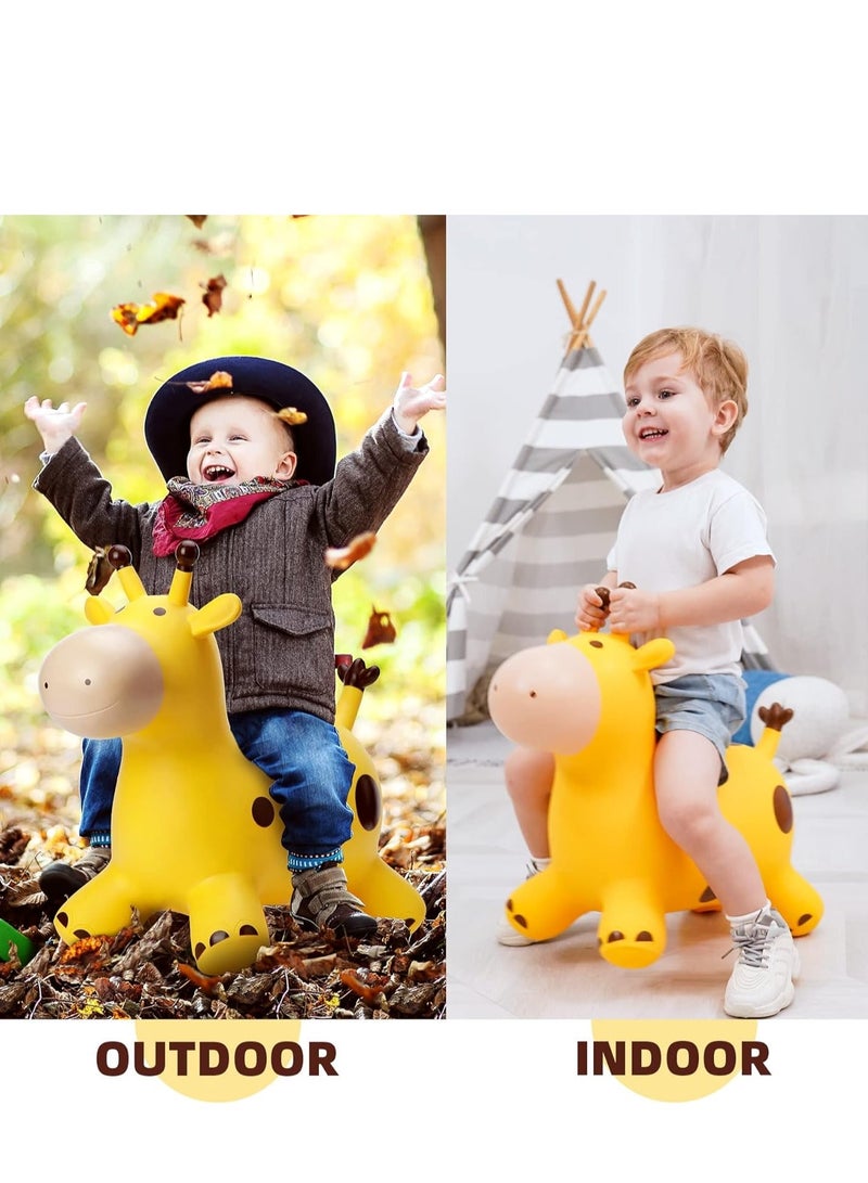 Giraffe Bouncy Horse Hopper Toys, Animals Jumping Inflatable Ride on Bouncer Hopping for Kids, Gifts for Toddlers Boys Girls 18 Months 2 3 4 5 6 Years Old, Yellow, 1 Pcs