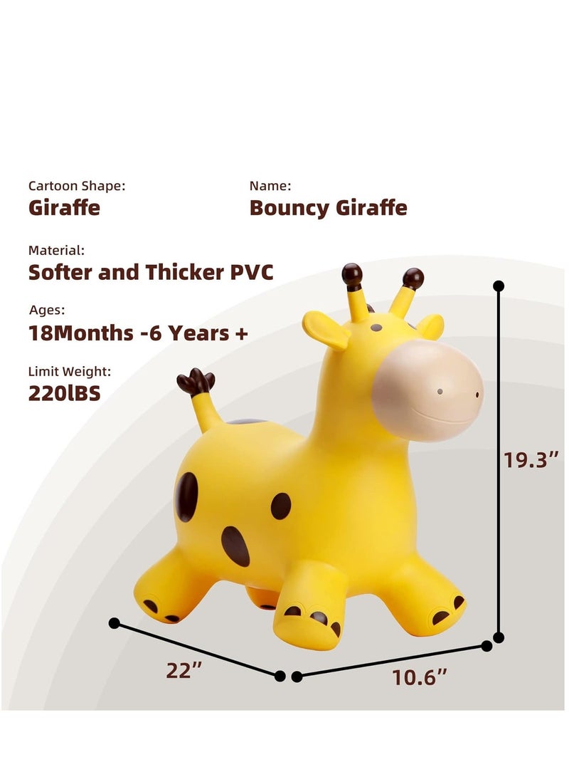 Giraffe Bouncy Horse Hopper Toys, Animals Jumping Inflatable Ride on Bouncer Hopping for Kids, Gifts for Toddlers Boys Girls 18 Months 2 3 4 5 6 Years Old, Yellow, 1 Pcs