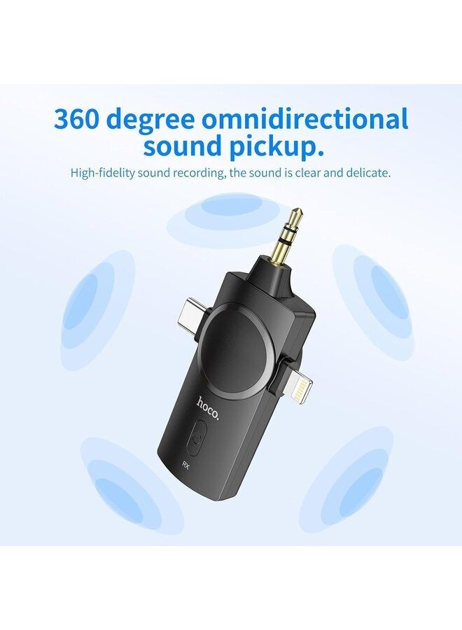 Hoco S31 - Stream Wireless Microphone (Wireless Microphone + Three-In-One Receiver) - Black