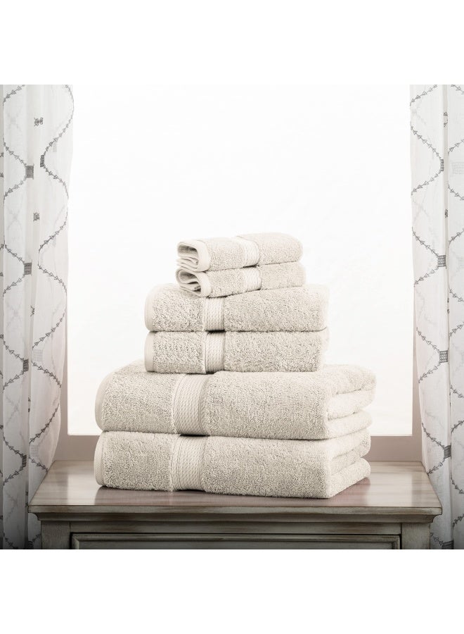 Solid Egyptian Cotton Towel Set  Washcloths 13  X 13   Hand Towels 20  X 30   Bath Towels 30  X 55   Stone  6-Pieces