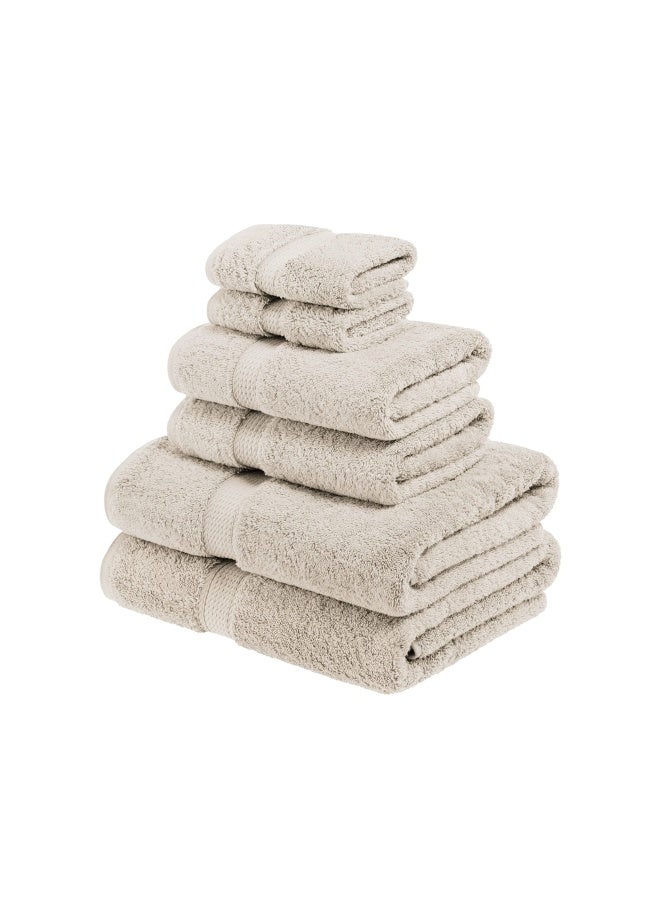 Solid Egyptian Cotton Towel Set  Washcloths 13  X 13   Hand Towels 20  X 30   Bath Towels 30  X 55   Stone  6-Pieces