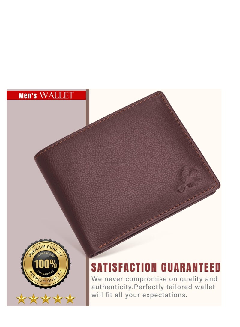 Men's Leather Wallet, Brown, Casual | HBCL15MWR117