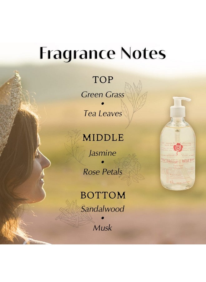 Luxury Hand Soap By Provence Santé 16.9 Oz Liquid Hand Soap For Bathroom French Soap With Moisturizing With Sweet Almond Oil Floral Wild Rose Scent Liquid Soap Bottle With Pump