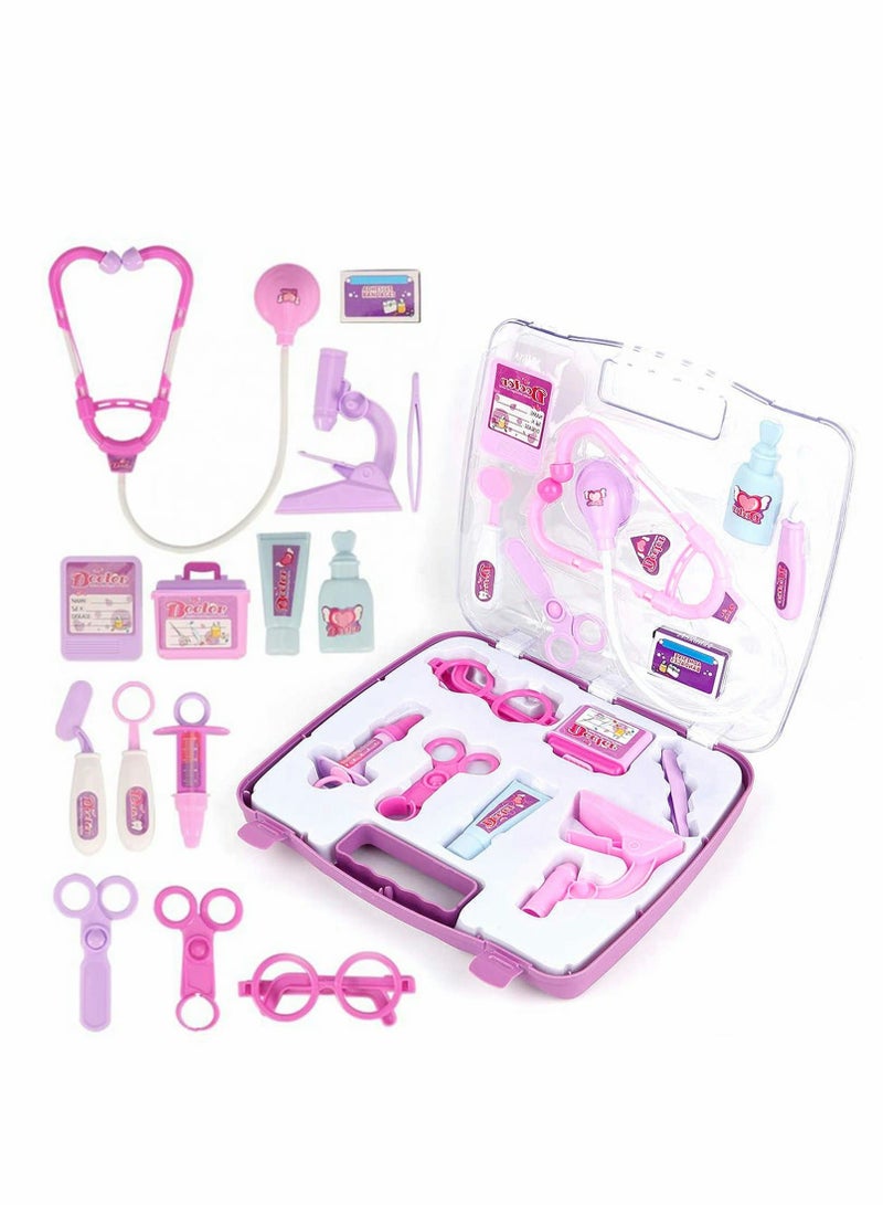 Kids Doctor Play Kit, 14 Pieces Pretend Play Doctor Set with Carry Case, Toy Medical Kit, Toddler Social Emotional Learning Toys