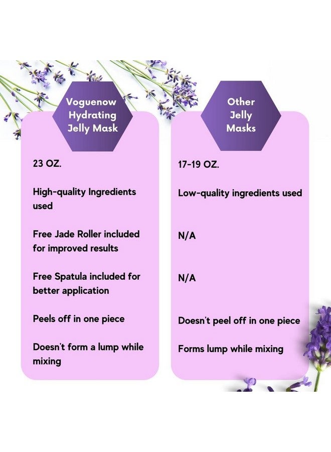Jelly Face Mask For Facials Lavender Hydrating, Brightening & Nourishing Jelly Mask With Free Jade Roller & Spatula | Professional Hydrojelly Masks | Vajacial Jelly Mask Powder | 23 Oz