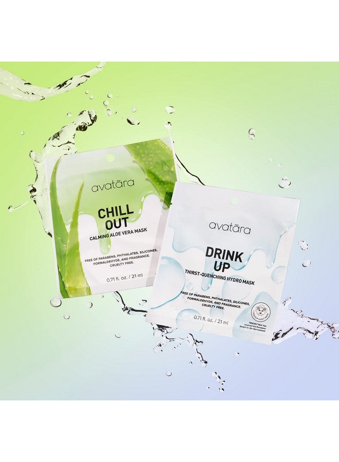 Chill Out Face Masks, 15 Sheets, Hydrating Aloe Vera, Soothing Skin, Unisex