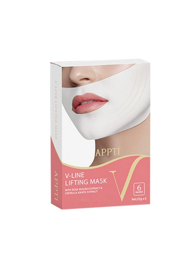 V Shape Face Mask Firming Facial Mask Double V Line Lifting Mask For Women Men White 6 Pieces