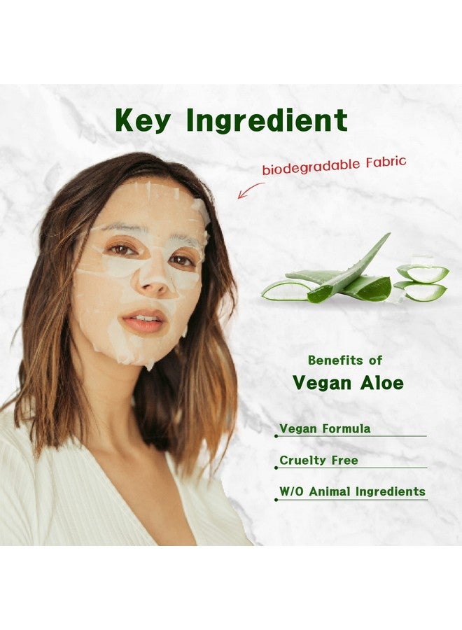 Vegan Aloe Sheet Masks (12 Packs) Facial Sheet Mask For Soothing & Hydrating Treatment