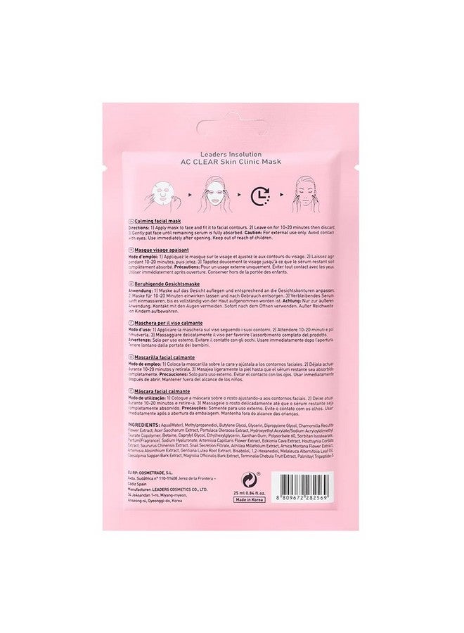 | Ac Clear Skin Clinic Mask | Snail Secretion & Tea Tree Oil For Acne Redness Oil Control | 100% Cotton Bemliese Sheet | Balances & Soothes Sensitive Skin (10 Sheets)