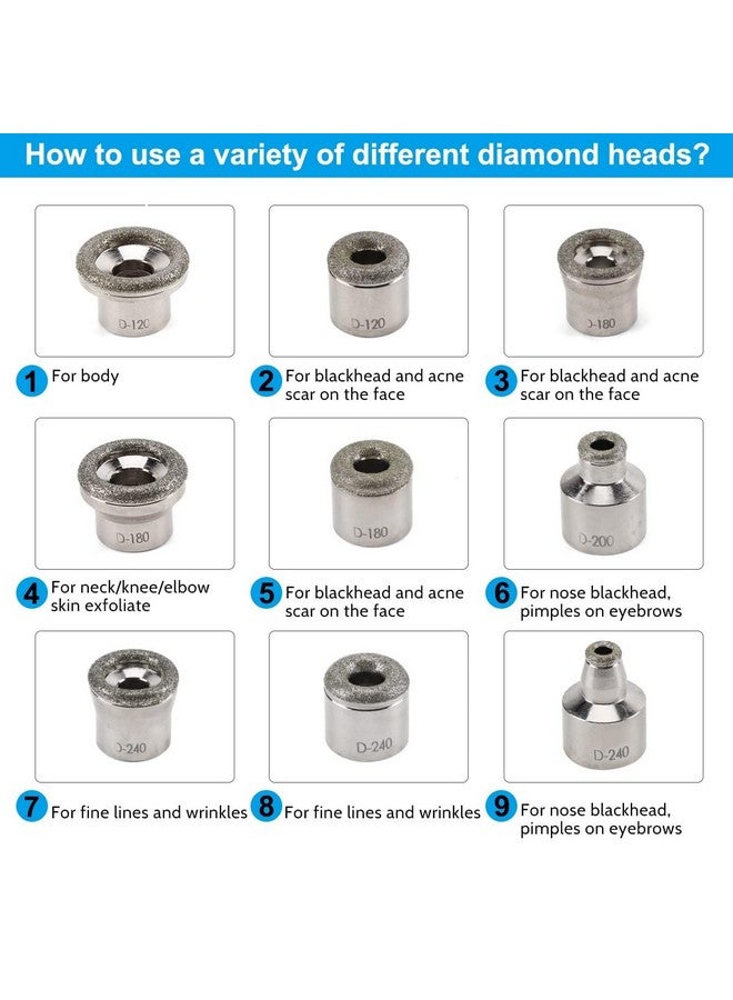 Diamond Dermabrasion Head Microdermabrasion Exfoliator Home Facial Dermabrasion Tool Dermabrasion Replacements 9Tips