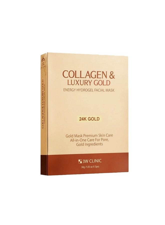 Collagen & Luxury Gold Energy Hydrogel Facial Mask (Pack Of 5) 24K Gold Mask Premium Skin Care Allinone Care For Pore Gold Ingredients