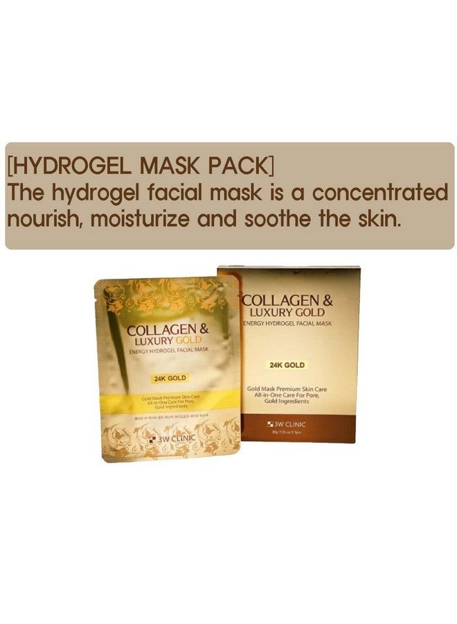 Collagen & Luxury Gold Energy Hydrogel Facial Mask (Pack Of 5) 24K Gold Mask Premium Skin Care Allinone Care For Pore Gold Ingredients