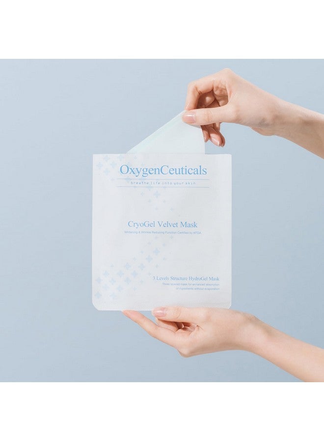 Hydrogel Sheet Mask Oxygenceuticals Cryogel Velvet Mask Premium Korean Gel Sheet Mask For Instant Hydration Soothing Cooling Healing Posttreatment 6 Sheets/Box