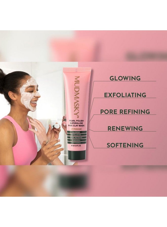 Pearl Polish Superglow Pink Clay Mask 2.0 Oz. / Premium Australian Pink Clay/Fragrancefree/Sensitive Skin
