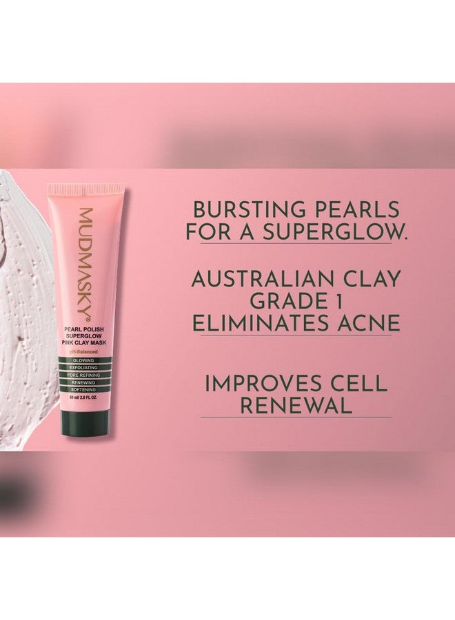 Pearl Polish Superglow Pink Clay Mask 2.0 Oz. / Premium Australian Pink Clay/Fragrancefree/Sensitive Skin