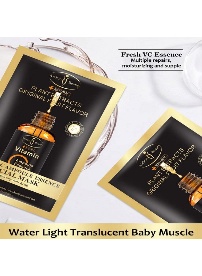 Vitamin C Essence Facial Mask Moisturizing Refreshing Deep Hydration Repair Sunburn Remove Acnes Wrinkles Refines Pores 25Ml/0.88Fl.Oz (10 Pack)